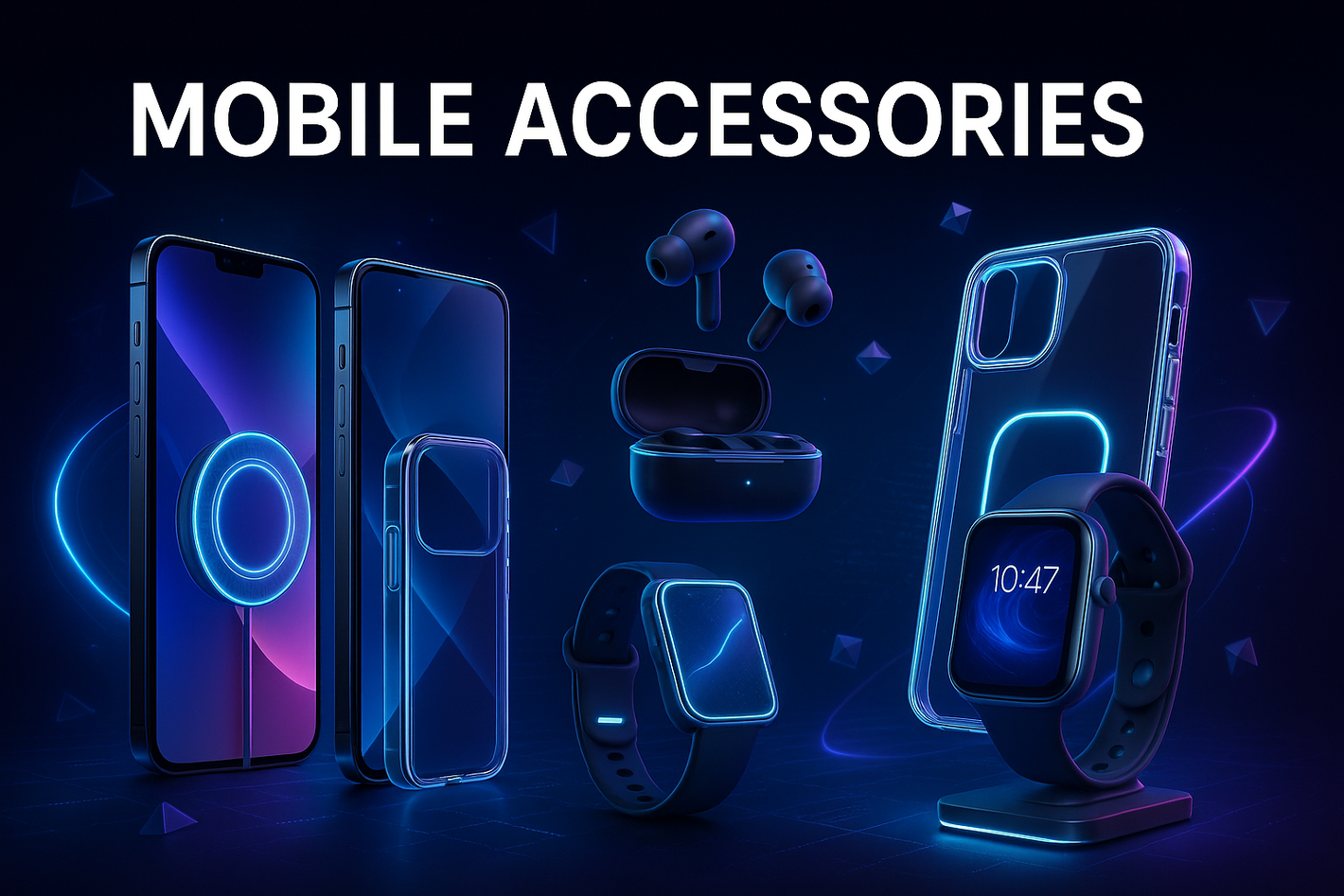 give me a attractive futuristic mobile accessories poster for online mobile accessories store